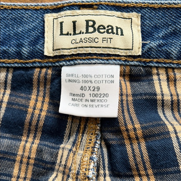 LL Bean Classic Fit Flannel Lined Denim Blue Jeans Mens Size 40x29 - Picture 8 of 15